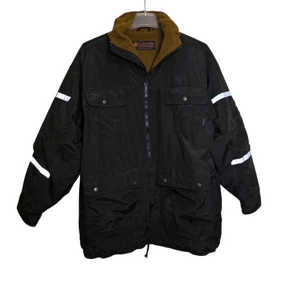 Columbia Sportswear Black Jacket Mens Fleece Lined Reflective Motorcycle or Work - Picture 1 of 7